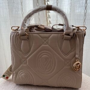 Valentino Orlandi Cream Quilted Leather Satchel